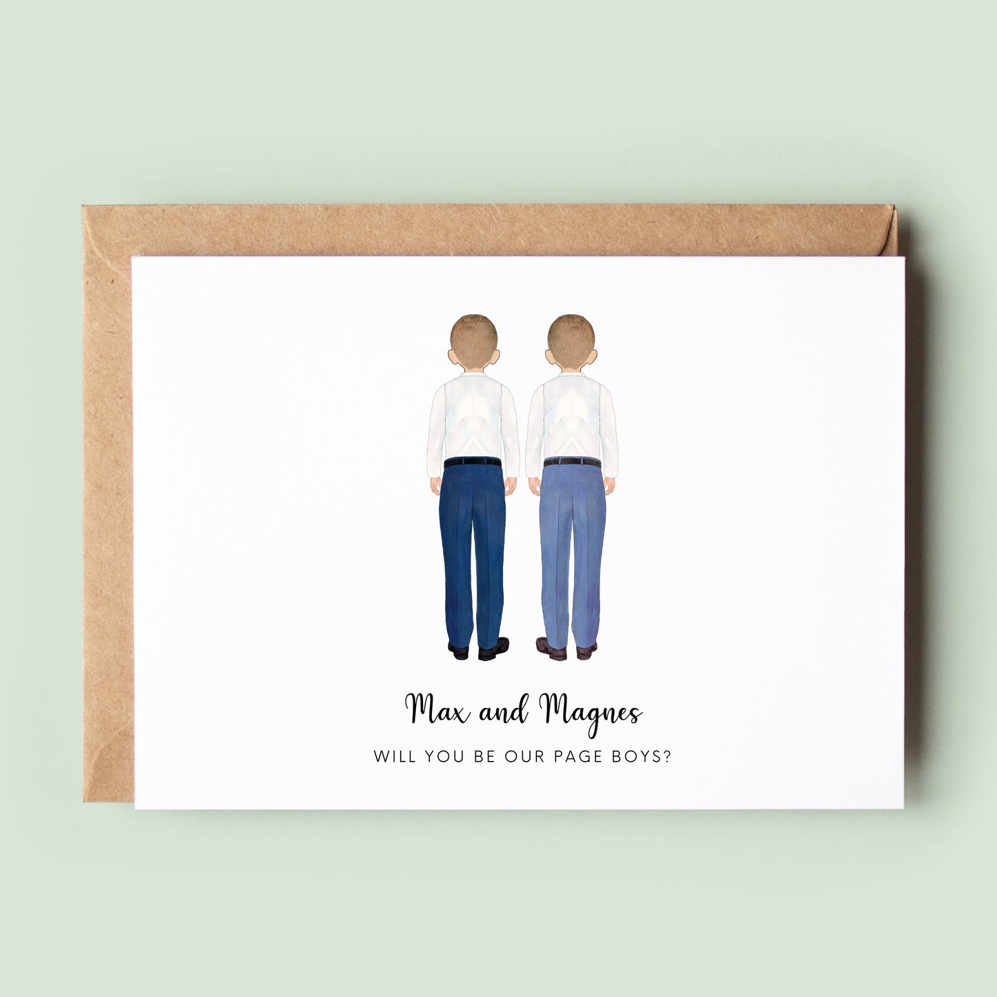 Personalised Twins Will You Be Our Page Boys Card, Brothers Page Boy Proposal Card, Personalised Page Boy Card, Will You Be My Page Boy Card