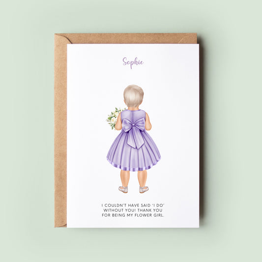 Personalised Wedding Baby Flower Girl Card, Baby Flower Girl Thank You Card, Toddler Flower Girl Card, Thank You For Being My Flower Girl