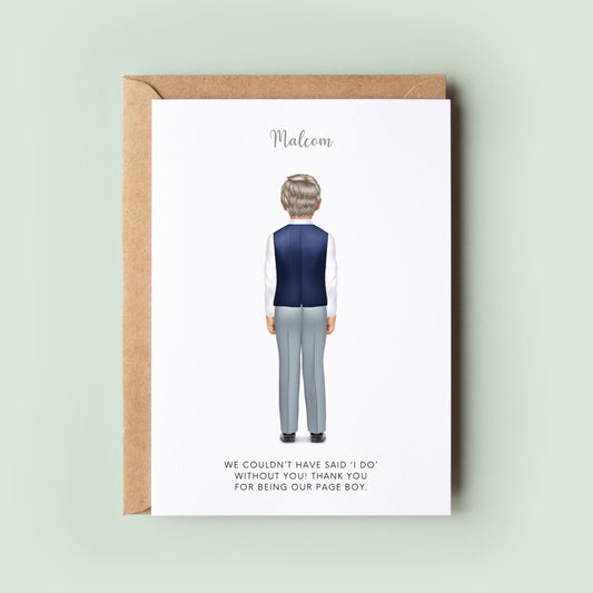 Thank You Card for Page Boy, Personalised Page Boy Card, Thank You For Being out Page Boy, Page Boy Thank You Card, Ring Bearer, Wedding