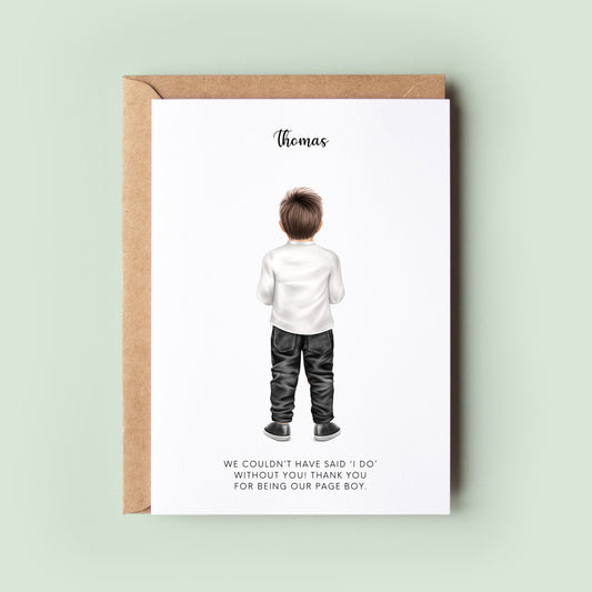 Personalised Wedding Baby Page Boy Card, Baby Ring Bearer Thank You Card, Toddler Page Boy Card, Thank You Card, Ring Bearer, Page Boy Gift