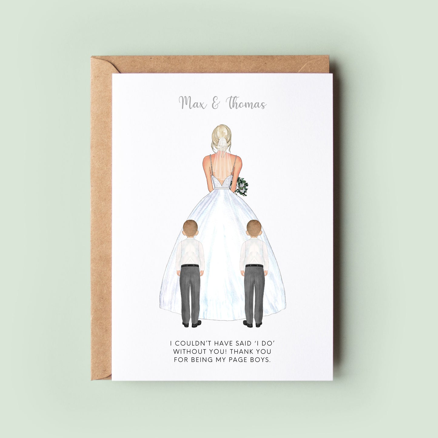 Personalised Brothers Page Boy Thank You Card, Twins Thank you Card, Customisable Page Boy Card, Wedding Thank You Card, Page Boy Thanks