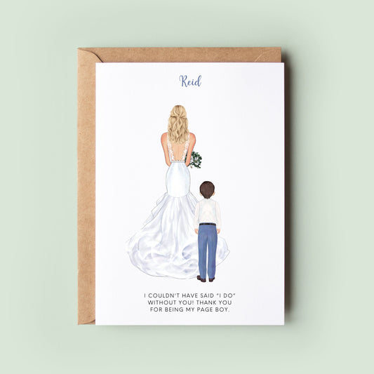 Personalised Page Boy Thank You Card, Ring Bearer Thank you Card, Customisable Page Boy Card, Wedding Thank You Card, Page Boy Thanks