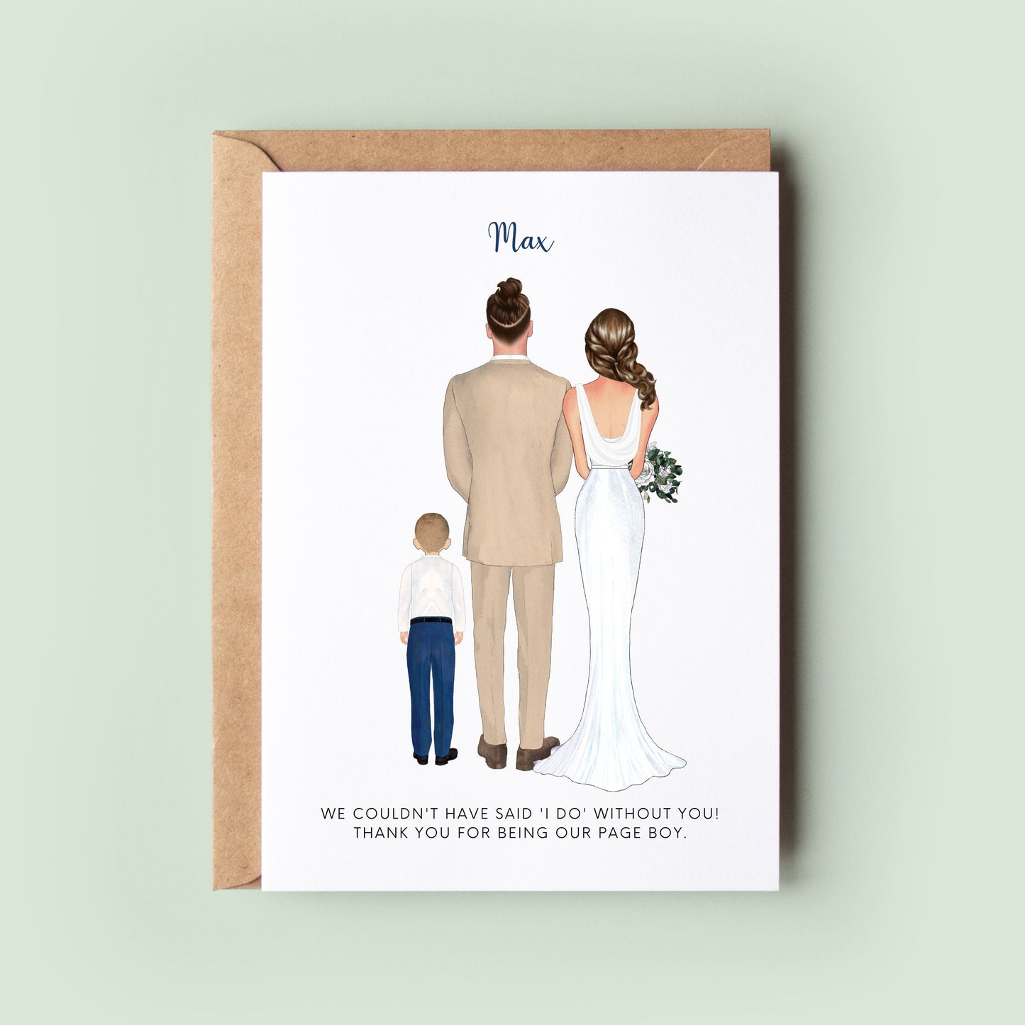 Personalised Thank You For Being Our Page Boy Card, Wedding Thank You Card, Card For Page Boy, Page Boy Thank You Card, Ring Bearer Keepsake