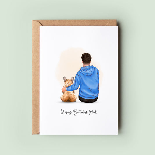 Personalised Male Birthday Card with Pet Dog, Friend Birthday Day Card, Happy Birthday Brother Card, Dog Dad Birthday, Daddy Greeting Card