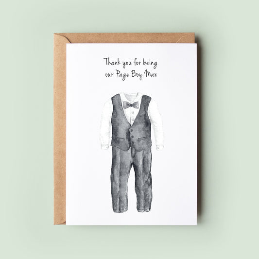 Thank You For Being My Page Boy, Ring Bearer Thank You Card, Personalised Page Boy Card, Page Boy Thank You Greeting Card, To Our Page Boy