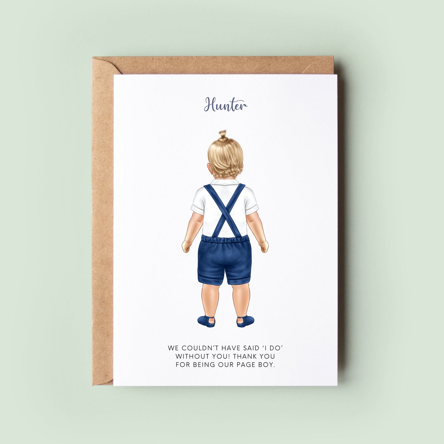 Customisable Baby Page Boy Thank You Card For Toddler