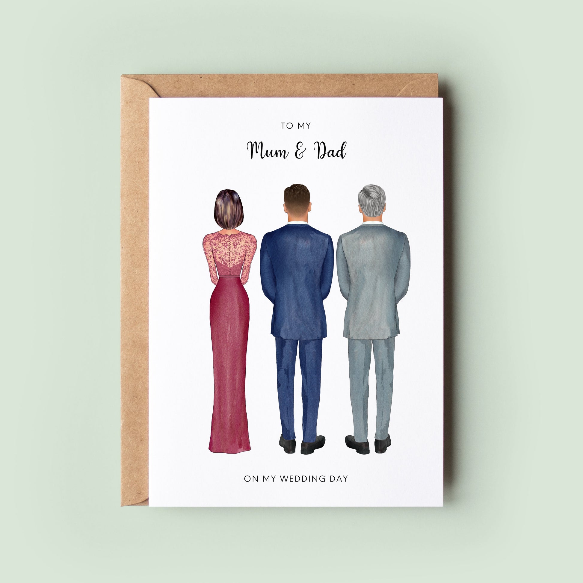 Personalised Parents Wedding Day Card, To My Mum on my Wedding Day, To My Mom, To My Dad on my Wedding Day, Mother Card, Father Card