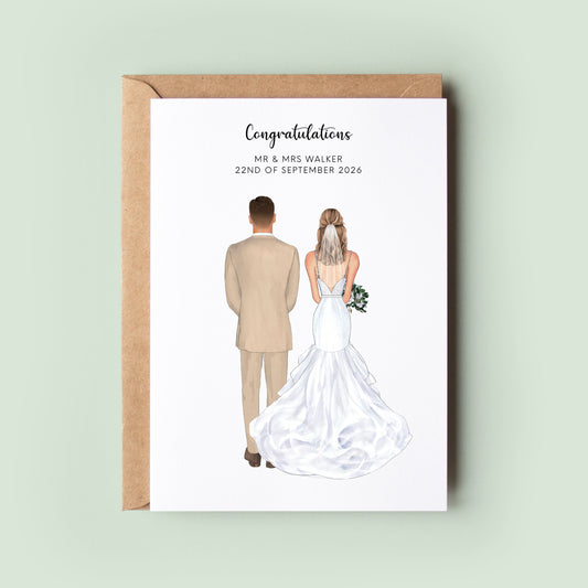 Personalised Newlyweds Bride and Groom Wedding Card, Wedding Day Card, Mr and Mrs Wedding Day Card, Congratulations Card, Wedding Gift Card