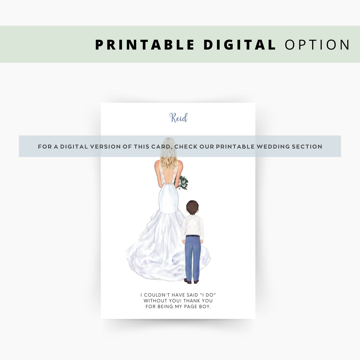 Personalised Page Boy Thank You Card, Ring Bearer Thank you Card, Customisable Page Boy Card, Wedding Thank You Card, Page Boy Thanks