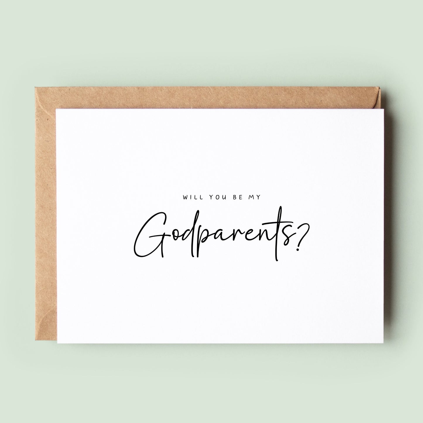 Simple Will You Be My Godparents Card with Kraft Envelope