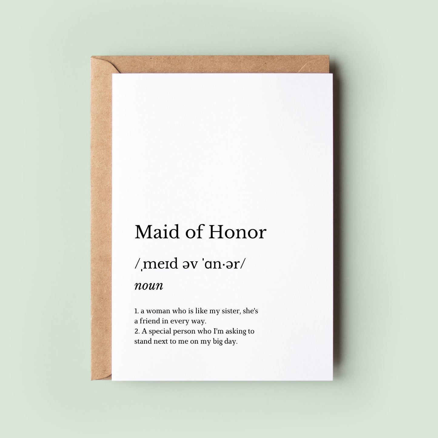 Matron of Honor Definition Card