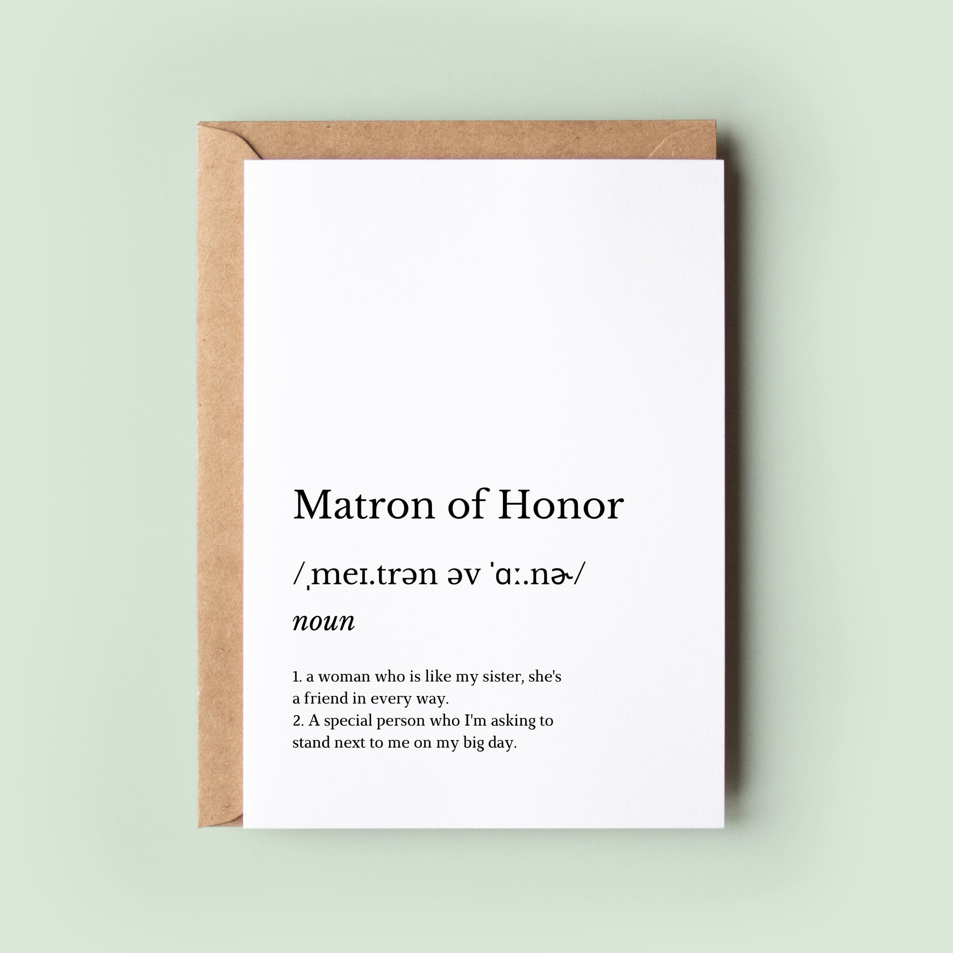 Matron of Honor Definition Card