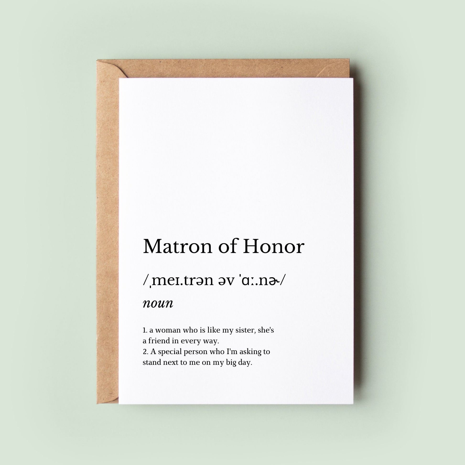 Maid of Honour Definition Card