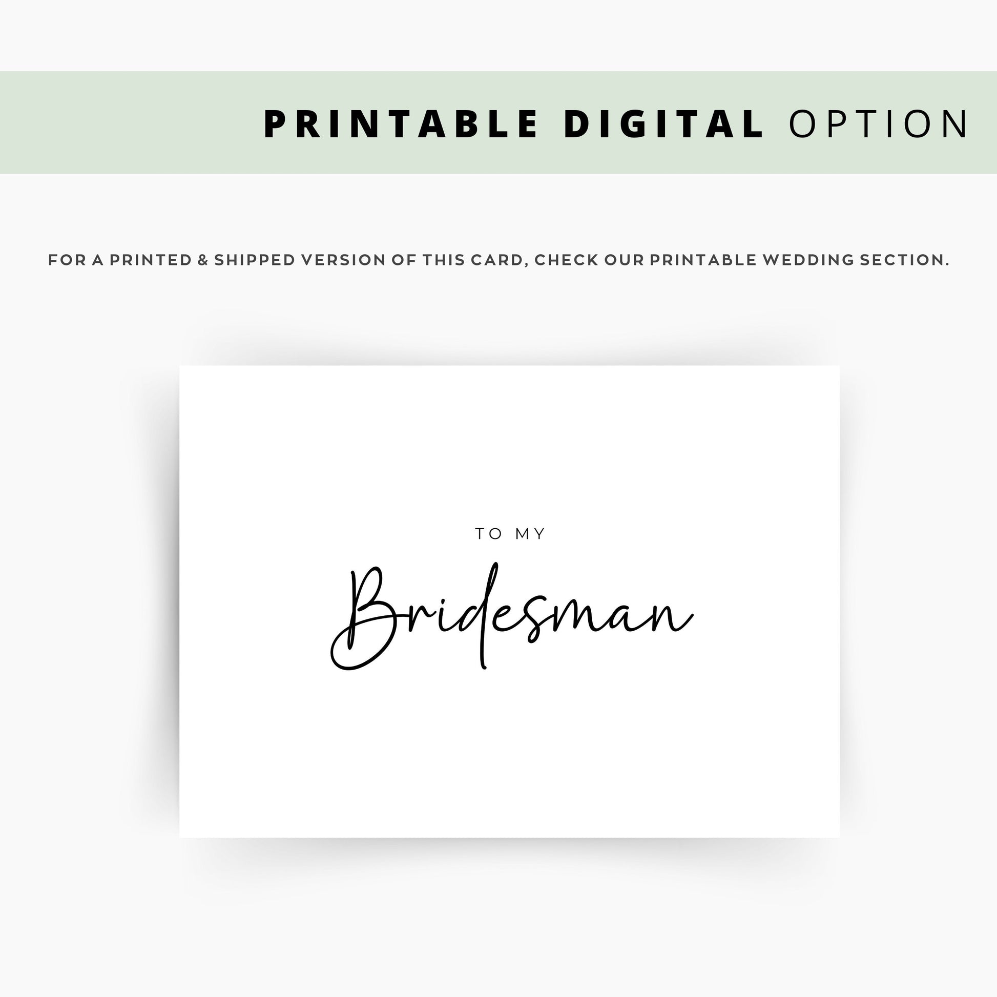 To My Bridesman Thank You Card, Wedding Bridesman Card, Card For Bridesman, Wedding Greeting Card, Wedding Party Thank You Card