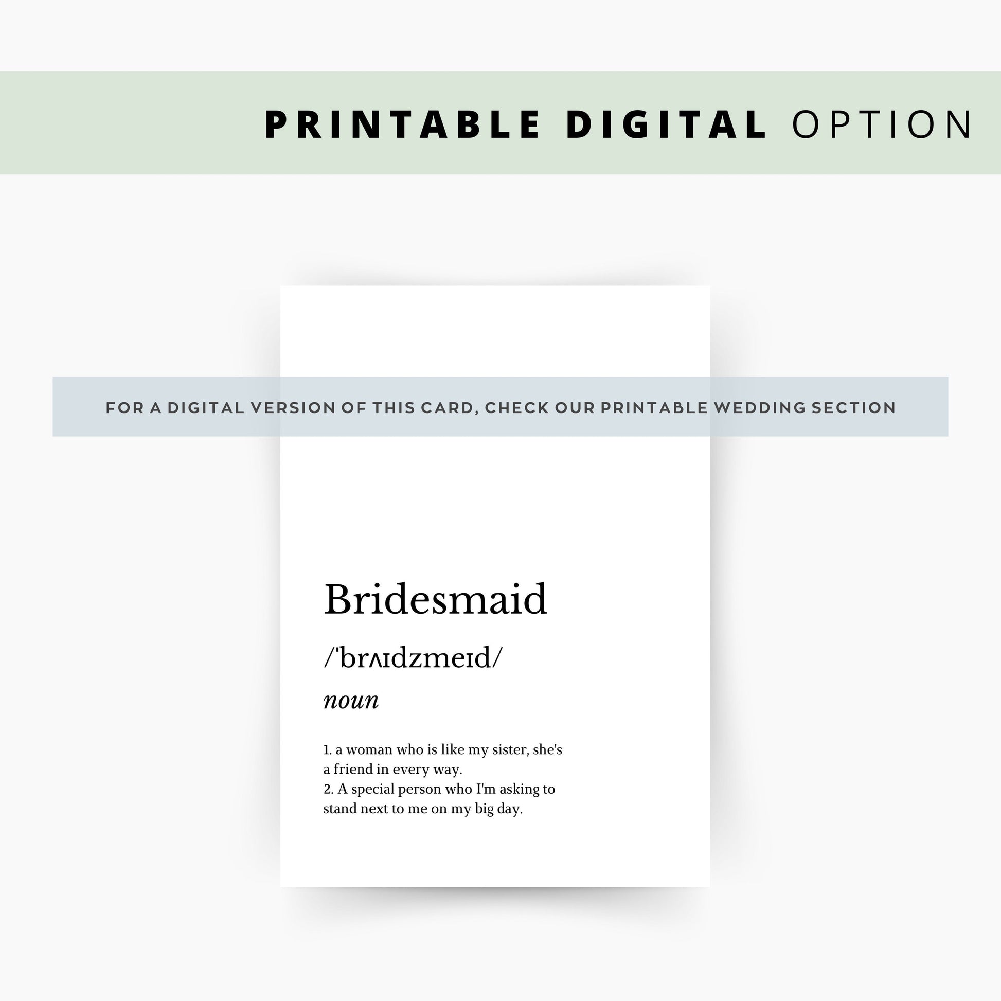 Bridesmaid Definition Card - Will You Be My Bridesmaid?