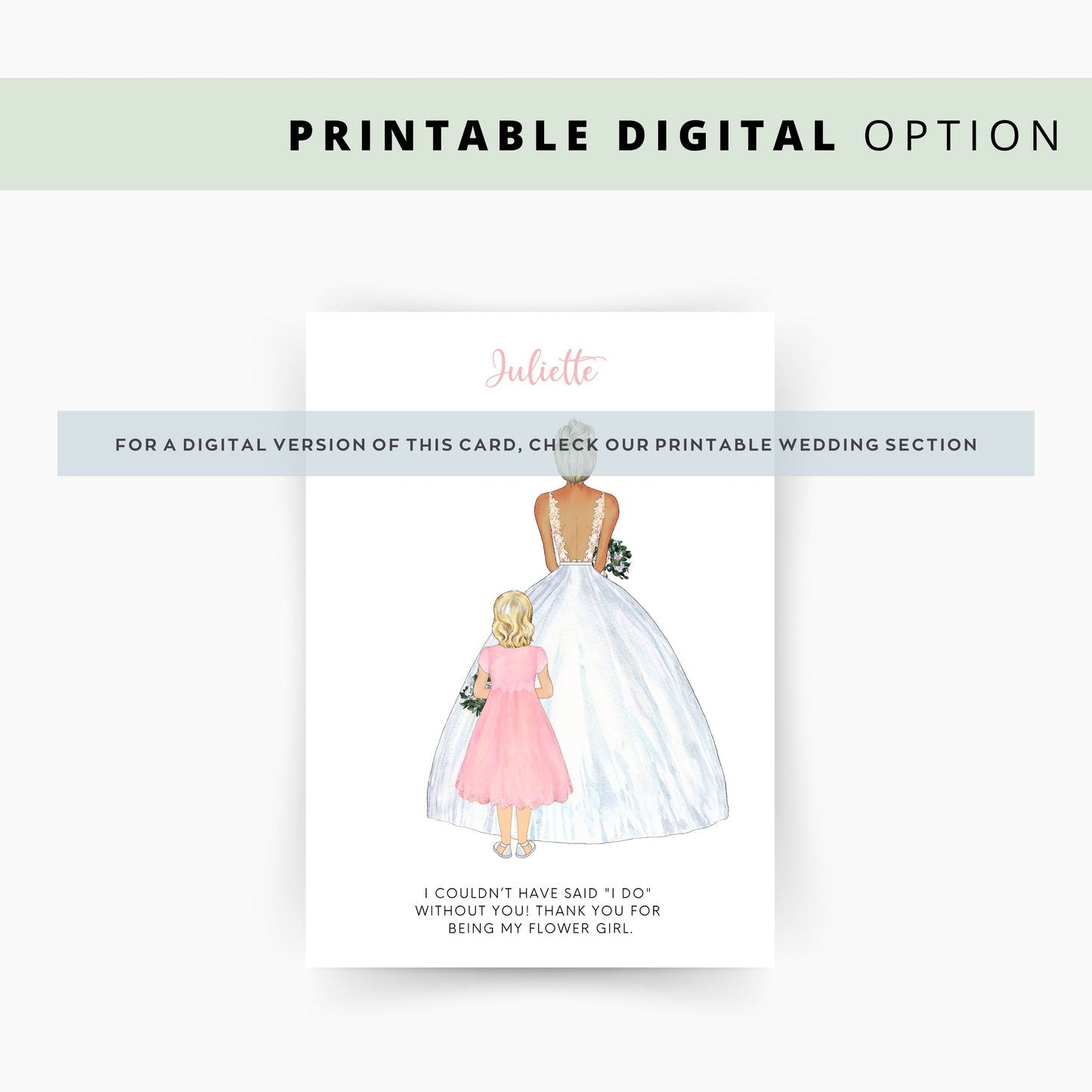 Personalised Flower Girl Thank You Card, Bridesmaid Thank you Card, Customisable Bridesmaid Card, Wedding Thank You Card, Bridesmaid Thanks