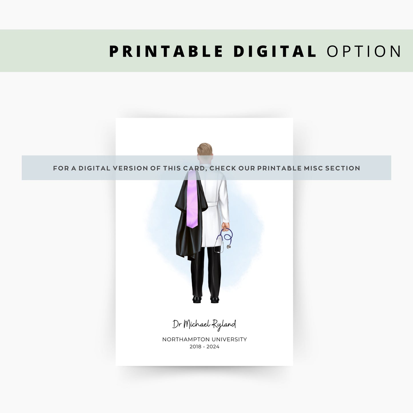 Personalised Doctor Vet or Dentist Graduation Keepsake Card