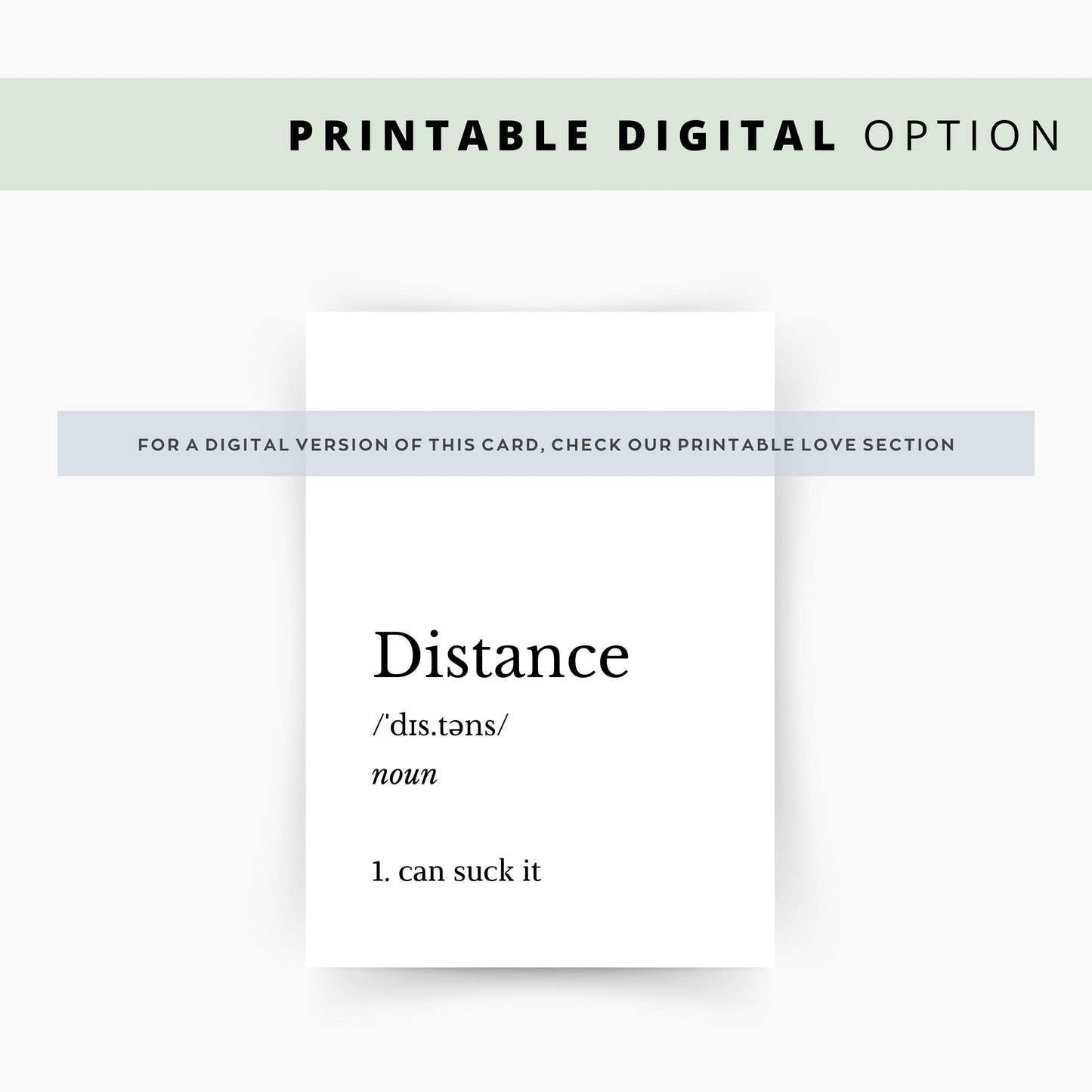 Long Distance Relationship Definition Card, Miss You Card For Friend, Boyfriend, Girlfriend or Husband