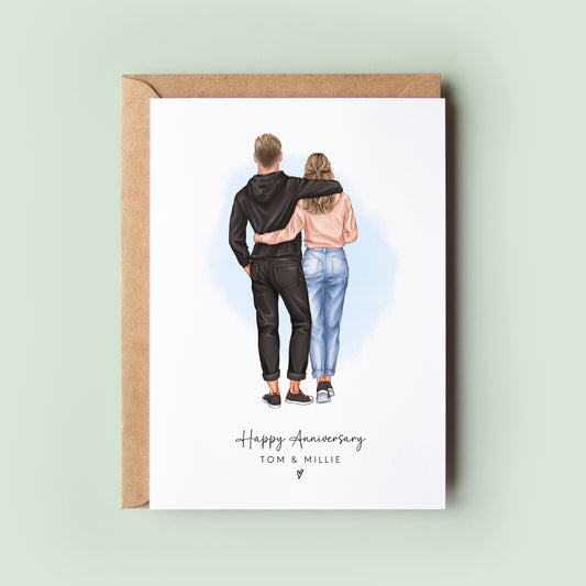 Personalised Couple Card, Couples Anniversary Card, Card for Her, for Him, Customised Couple Card, Boyfriend Girlfriend Card, Valentines