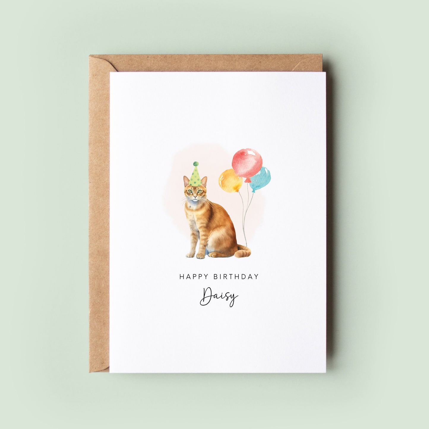 Abyssinian Pet Cat Birthday Card for Cat Dad, Cat Mum