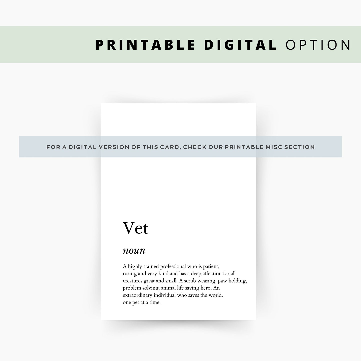 Vet Definition Thank You Card