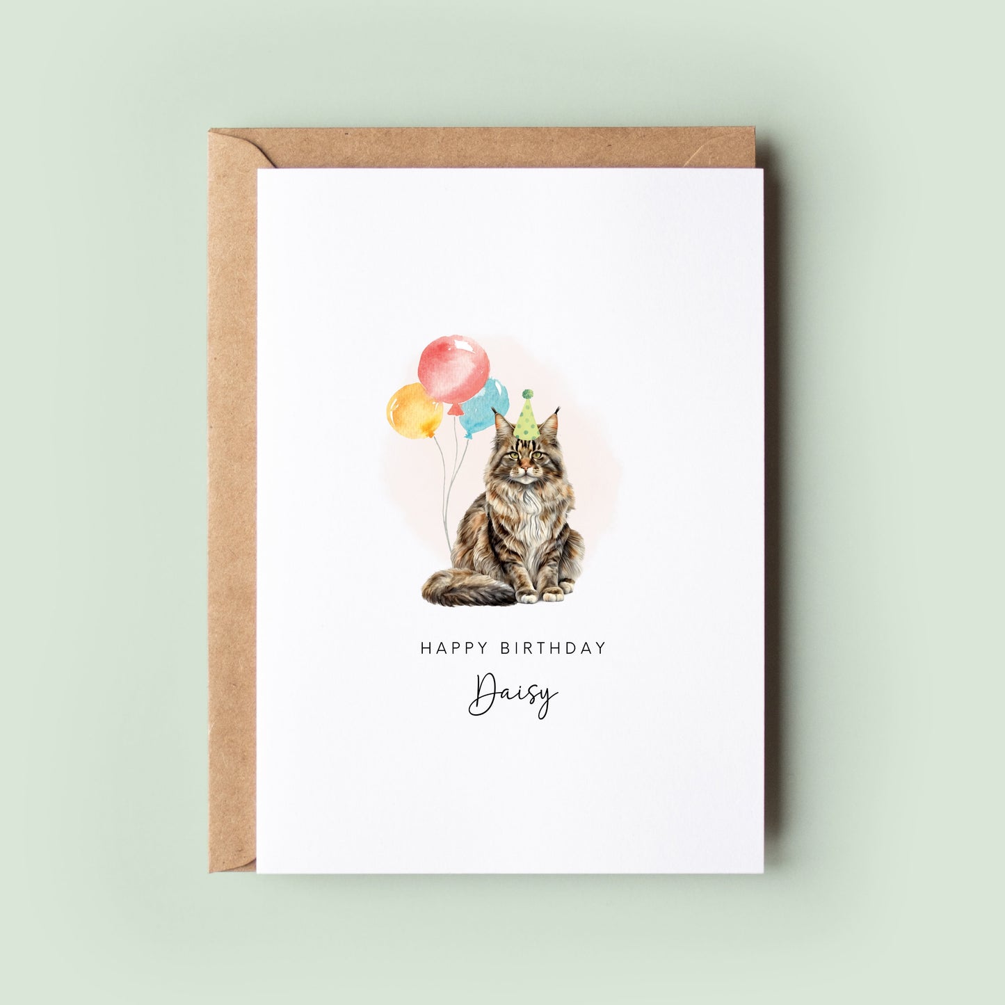 Maine Coon Cat Birthday Card from the Pet Cat for Cat Dad or Cat Mum