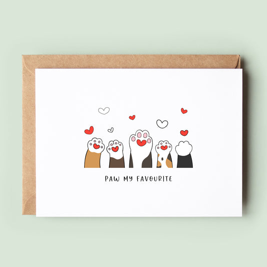 Paw My Favourite Dog Cat Card, Dog Valentine Card, Cat Valentine Card, Dog Mother's Day, Cat Mother's Day, Pet Card - #174