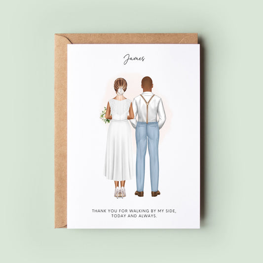 Personalised Step Dad Wedding Card from Bride - Thank You for Walking by My Side Bonus Dad Card, Step Father Thank You, Wedding Keepsake