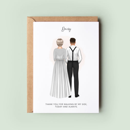 Personalised Step Mum Wedding Card from Groom - Thank You for Walking by My Side Bonus Mum Card, Step Mother Thank You, Wedding Keepsake