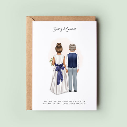 Custom Will You Be Our Page Boy and Flower Girl Card - Personalised Siblings Wedding Proposal, Twins Brother & Sister Invitation Card