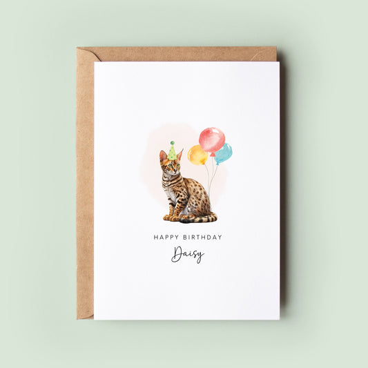 Bengal Cat Birthday Card from the Pet Cat for Cat Dad or Cat Mum