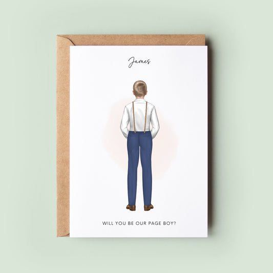 Personalised Will You Be My Page Boy Card - Mini Best Man Proposal, Custom Ring Bearer Greeting Card, Unique Wedding Party Invite