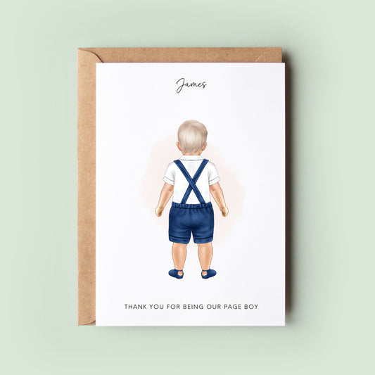 Personalised Toddler Page Boy Thank You Card - Thank You For Being My Page Boy Keepsake, Custom Wedding Thank You, Charming Page Boy Gift