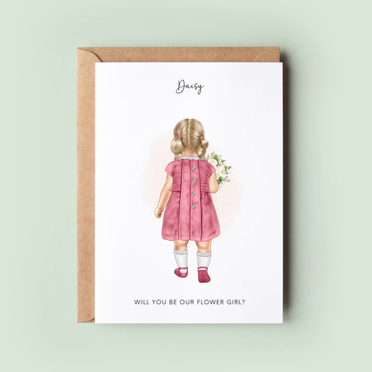 Custom Baby Flower Girl Proposal Card - Personalised Toddler Flower Girl Invitation, Wedding Thank You Gift, Unique Keepsake for Flower Girl