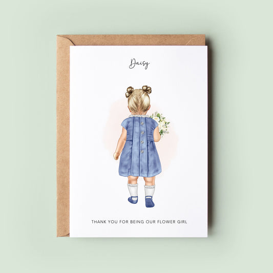 Personalised Toddler Flower Girl Thank You Card - Thank You For Being Our Flower Girl Keepsake, Custom Wedding Thank You, Flower Girl Gift