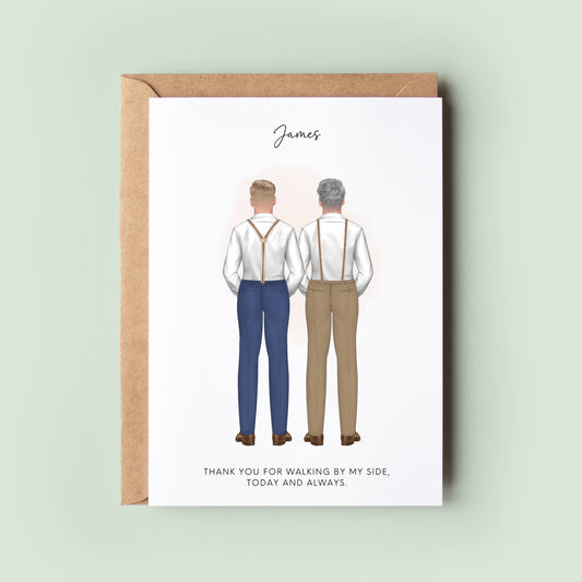 Personalised Step Dad Wedding Card from Groom - Thank You for Walking by My Side Bonus Dad Card, Step Father Thank You, Wedding Keepsake