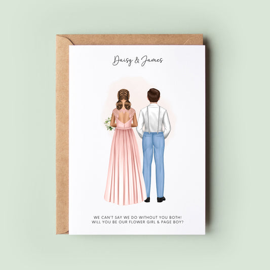 Personalised Brother and Sister Flower Girl & Page Boy Proposal Card - Custom Twins Wedding Invite, Sibling Flower Girl and Page Boy Card