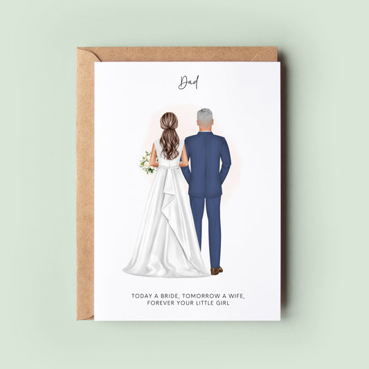 Personalised Today A Bride, Tomorrow A Wife Father of the Bride Card - Custom Dad Wedding Thank You, To Dad on My Wedding Day Keepsake Card