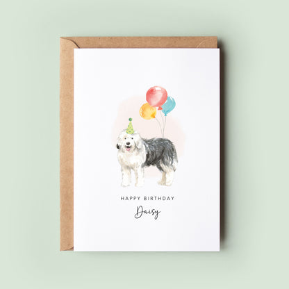 Old English Sheepdog Dog Birthday Card from the Pet Dog for Dog Dad or Dog Mum