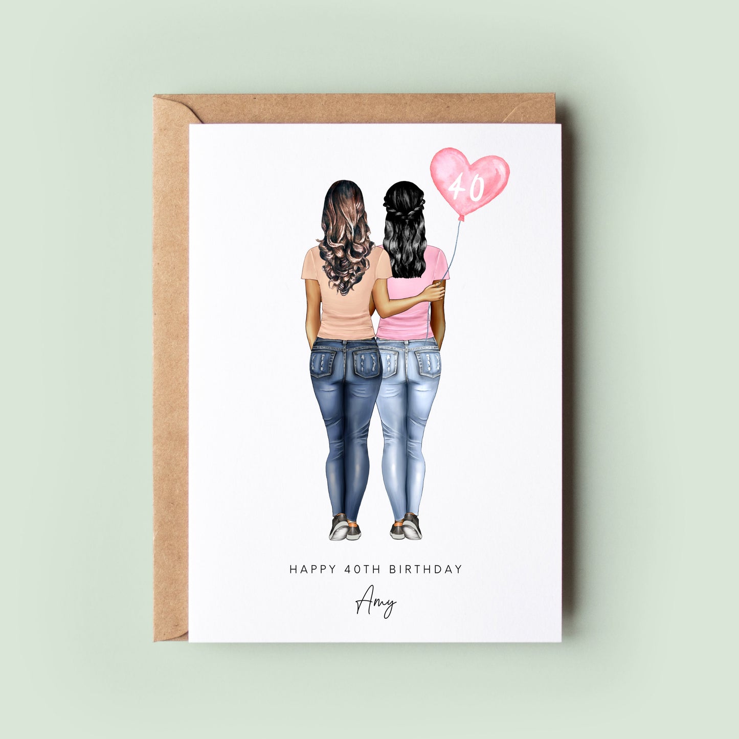 Personalised 40th Birthday Card, Sister Birthday Day Card, Best Friend Birthday Card, Friend Birthday, Custom Birthday Card #349