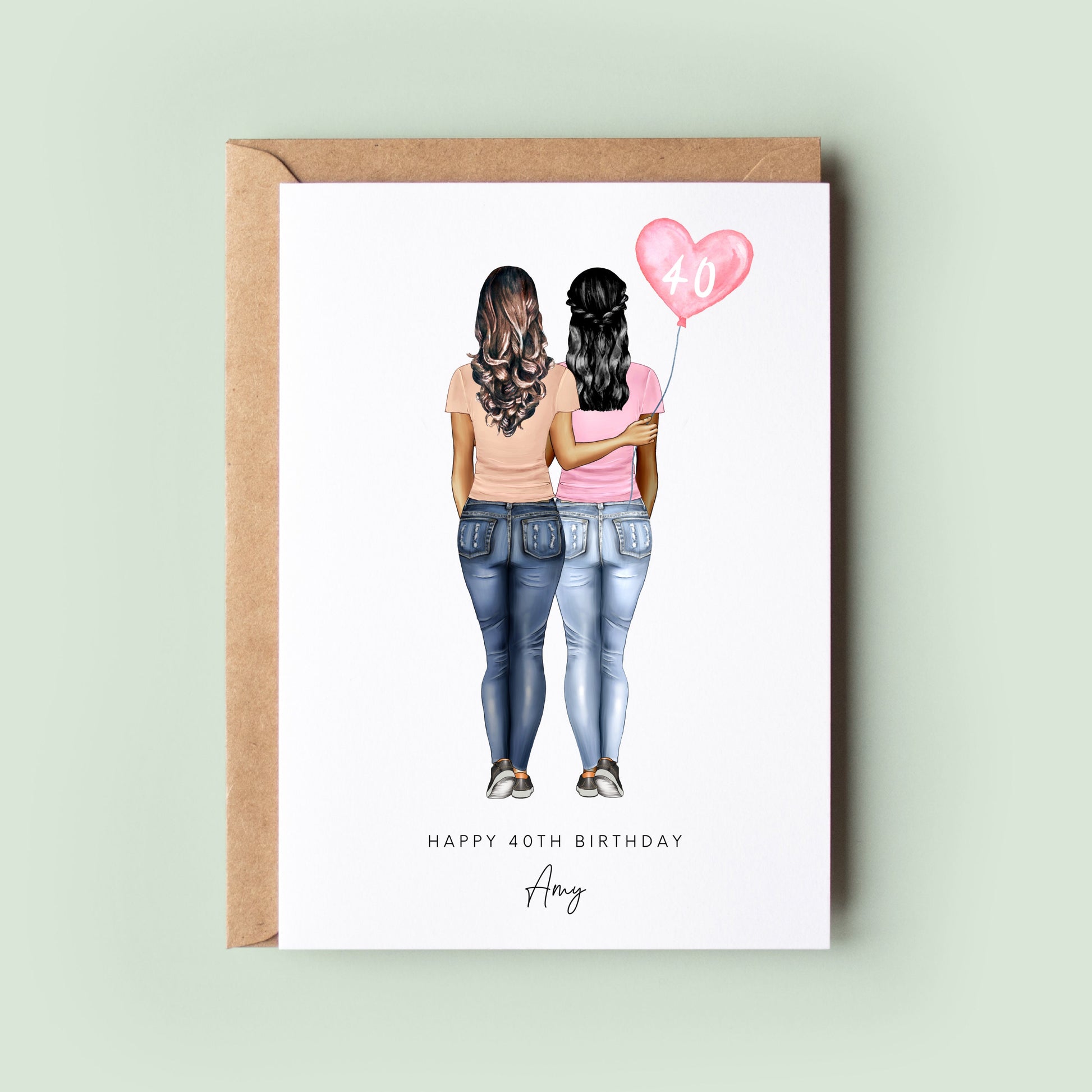 Personalised 40th Birthday Card, Sister Birthday Day Card, Best Friend Birthday Card, Friend Birthday, Custom Birthday Card #349