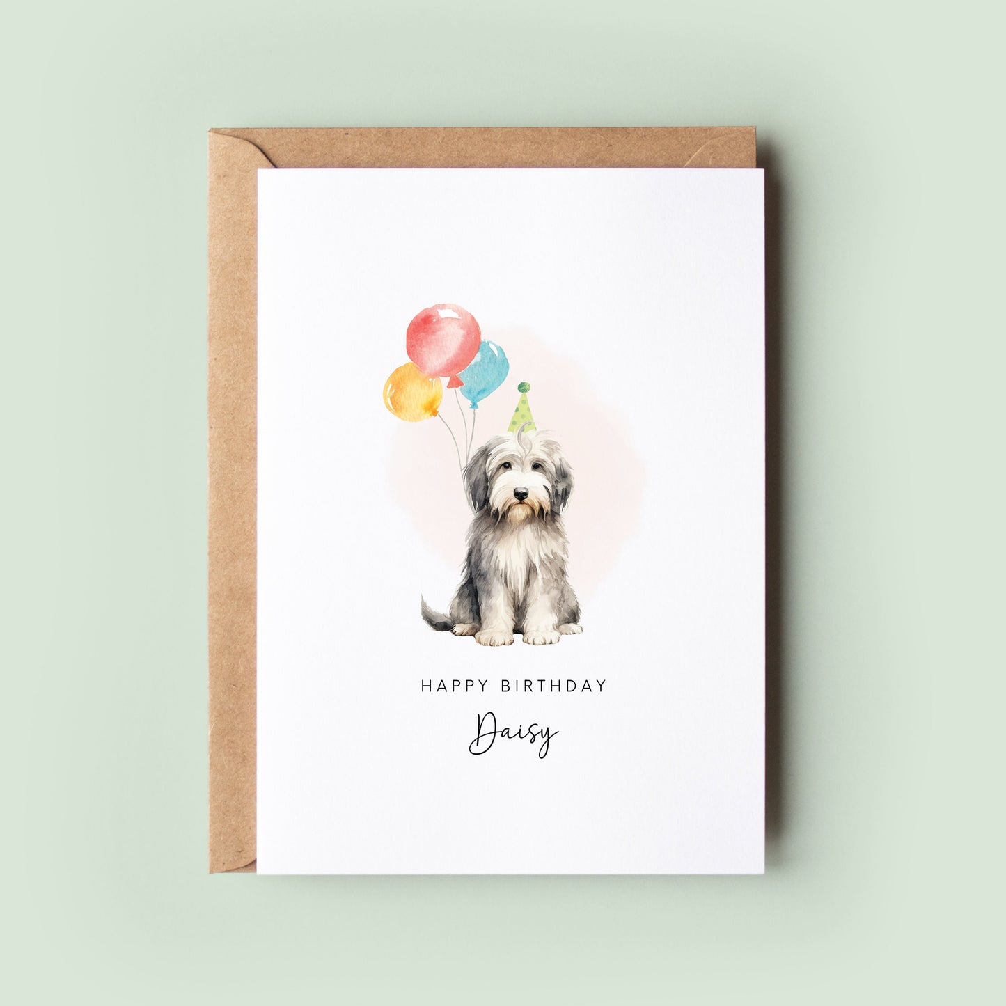 Old English Sheepdog Dog Birthday Card from the Pet Dog for Dog Dad or Dog Mum