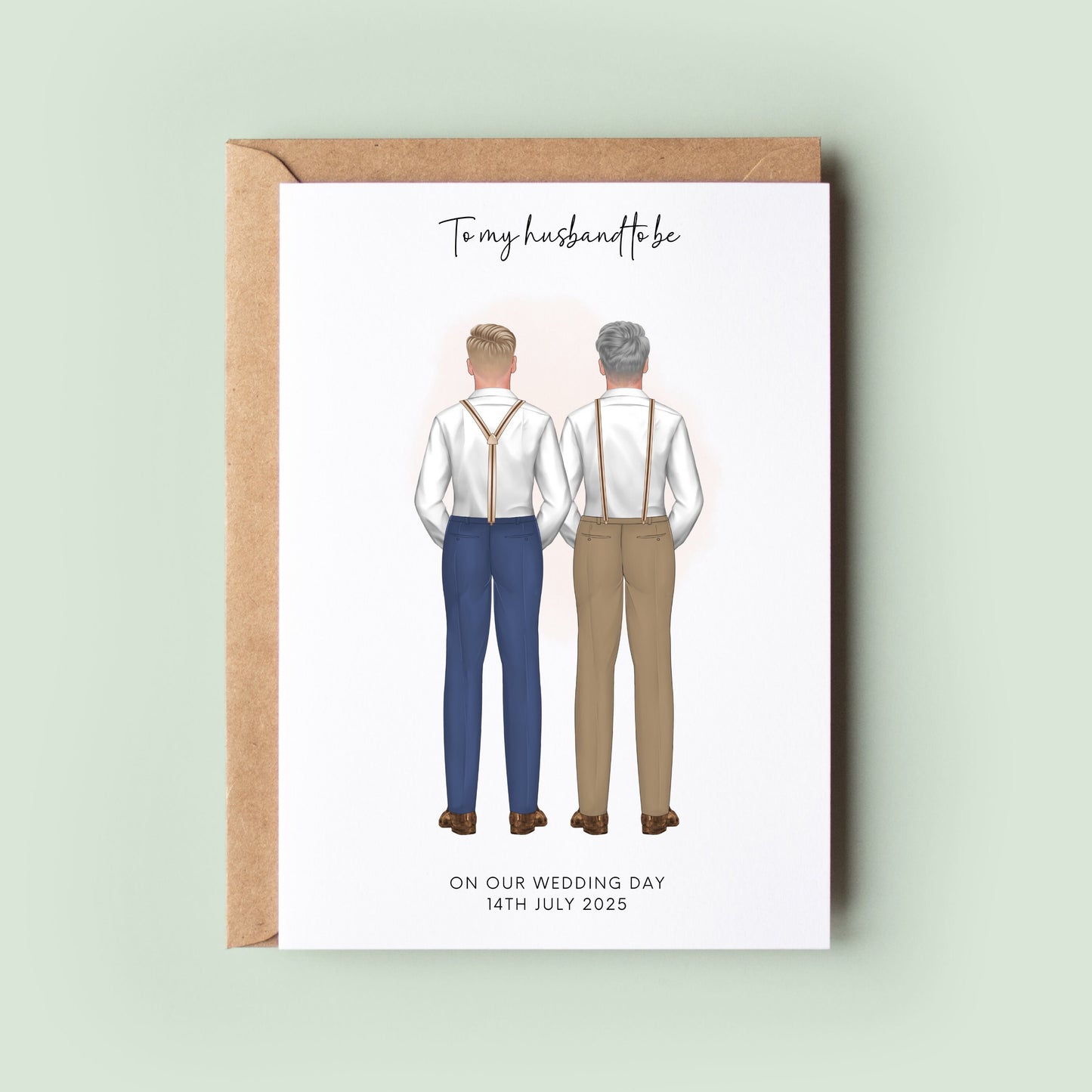 Personalised Husband to Be Wedding Card - See You at the Altar Card, Custom To My Groom Illustration, Wedding Day Keepsake, Gay Wedding Card