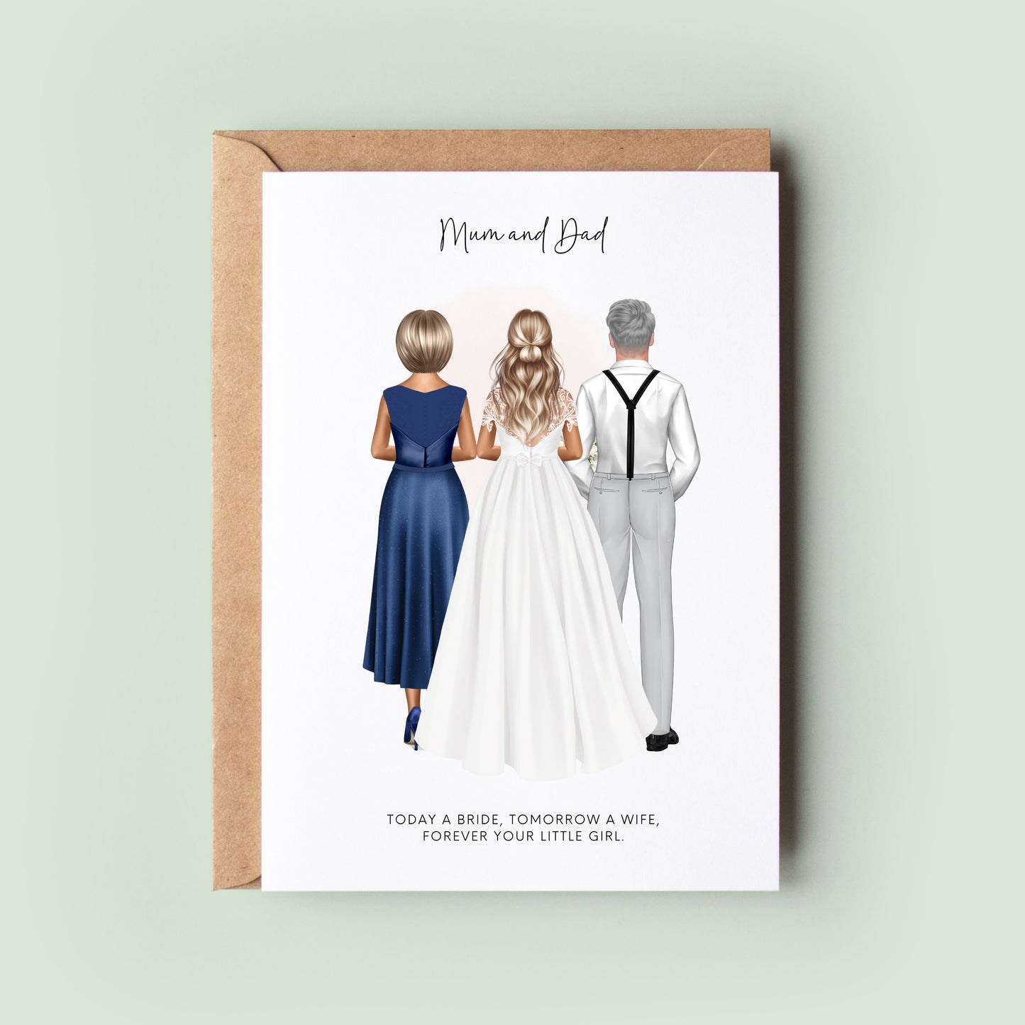 Personalised Wedding Card, Mum & Dad, Mother of the Bride, Wedding Thank You Card, Mum Card, Dad Card, In Laws Card, Father of the Bride