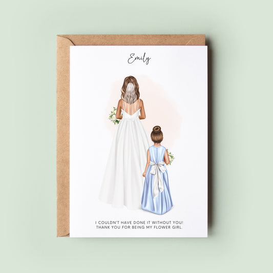 Personalised Flower Girl Thank You Card, Bridesmaid Thank you Card, Customisable Bridesmaid Card, Wedding Thank You Card, Bridesmaid Thanks