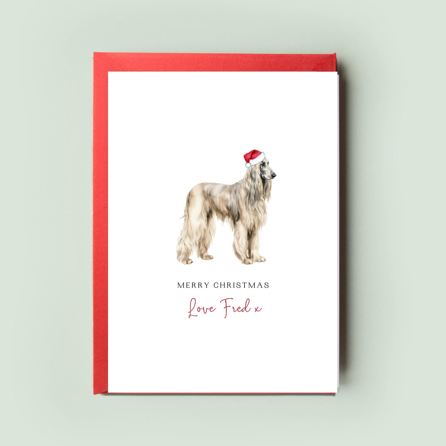 Afghan Hound Personalised Dog Christmas Card, For the Dog, From the Dog, Pet Christmas Card, Dog Card, Dog Dad, Dog Mum, Merry Woofmas