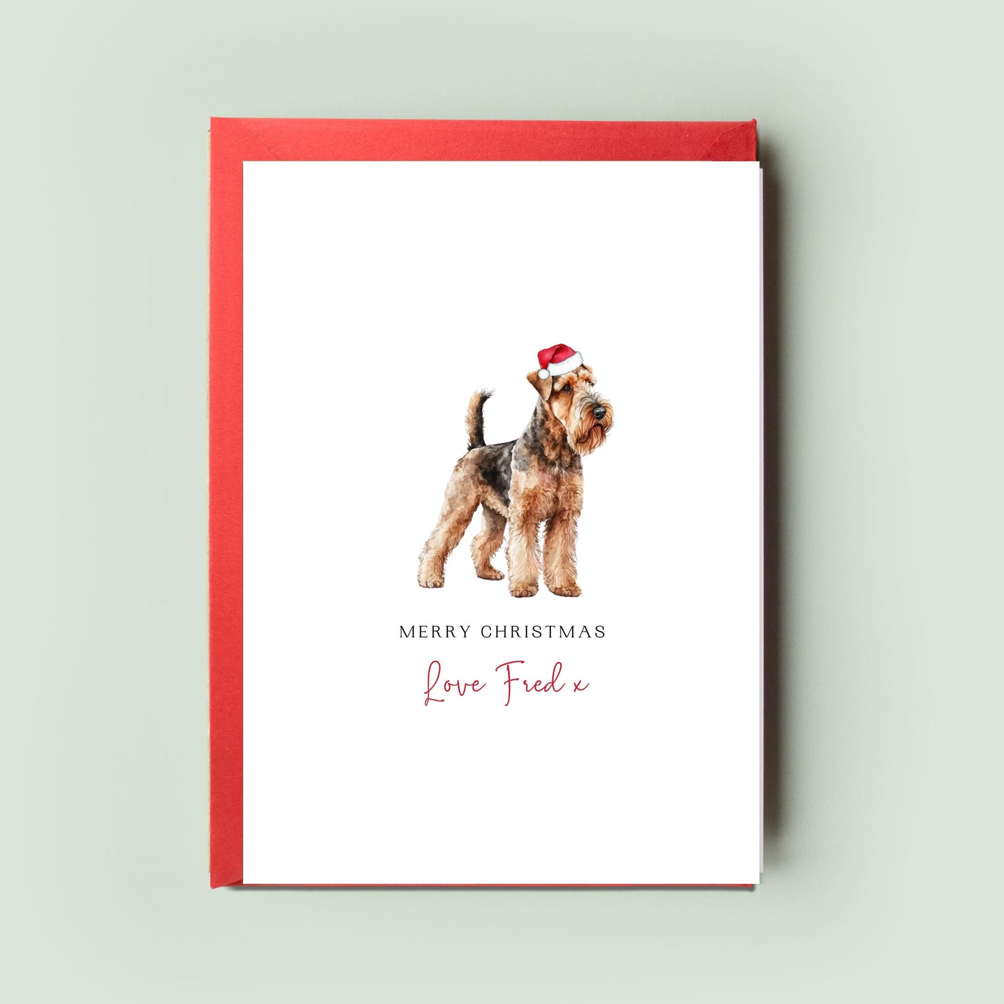 Airedale Terrier Personalised Dog Christmas Card, For the Dog, From the Dog, Pet Christmas Card, Dog Card, Dog Dad, Dog Mum, Merry Woofmas