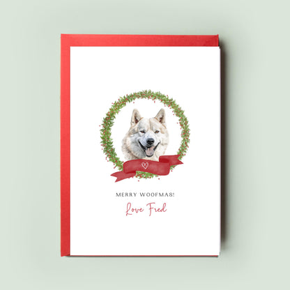 Akita Personalised Dog Christmas Card