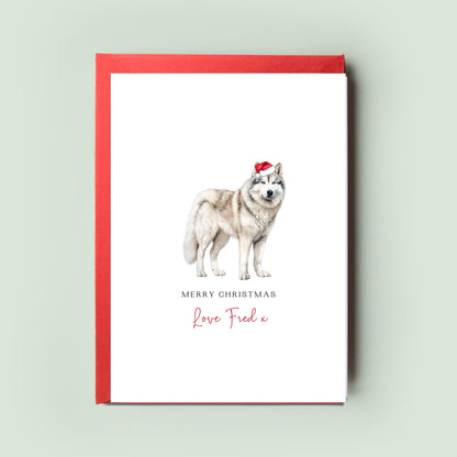 Alaskan Malamute Personalised Dog Christmas Card, For the Dog, From the Dog, Pet Christmas Card, Dog Card, Dog Dad, Dog Mum, Merry Woofmas