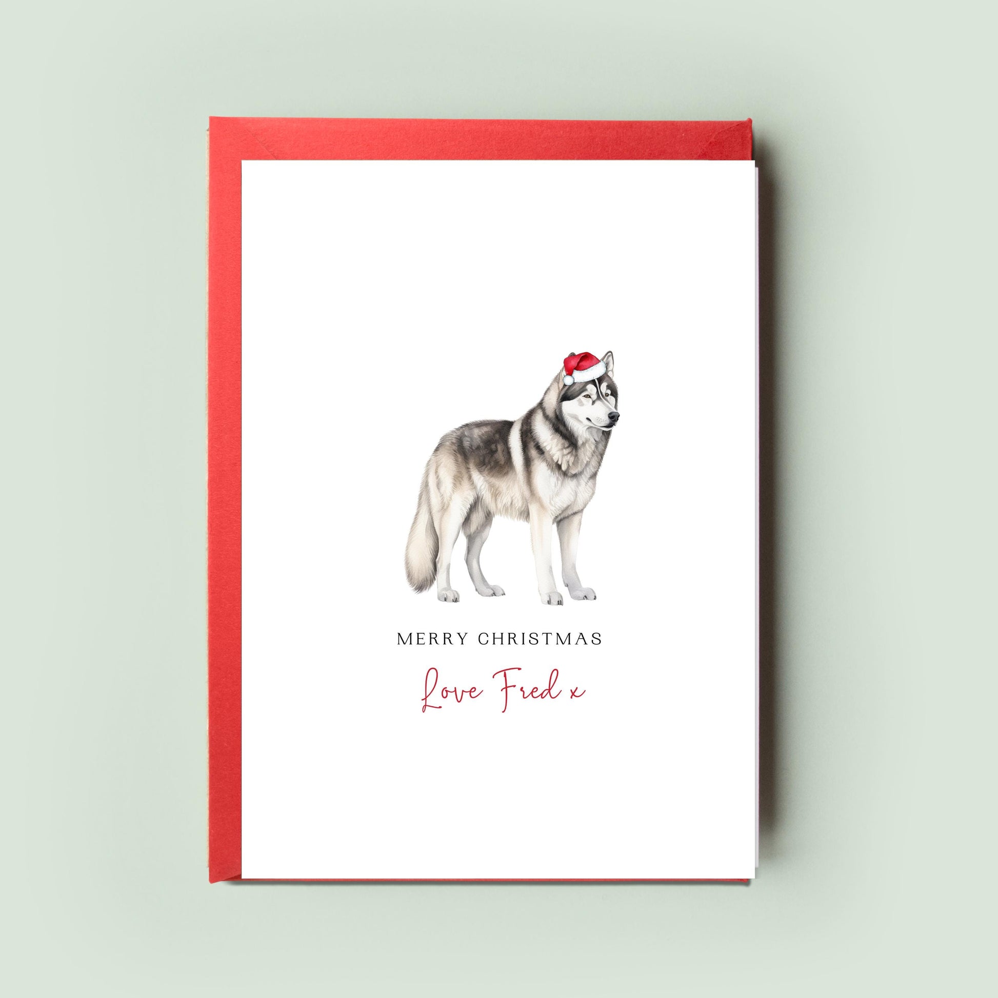 Alaskan Malamute Personalised Dog Christmas Card, For the Dog, From the Dog, Pet Christmas Card, Dog Card, Dog Dad, Dog Mum, Merry Woofmas